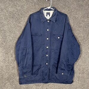 Vintage Gap Jacket Womens Large Blue Canvas Chore Coat Workwear Hong Kong 90s
